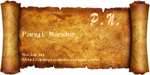 Panyi Nándor névjegykártya